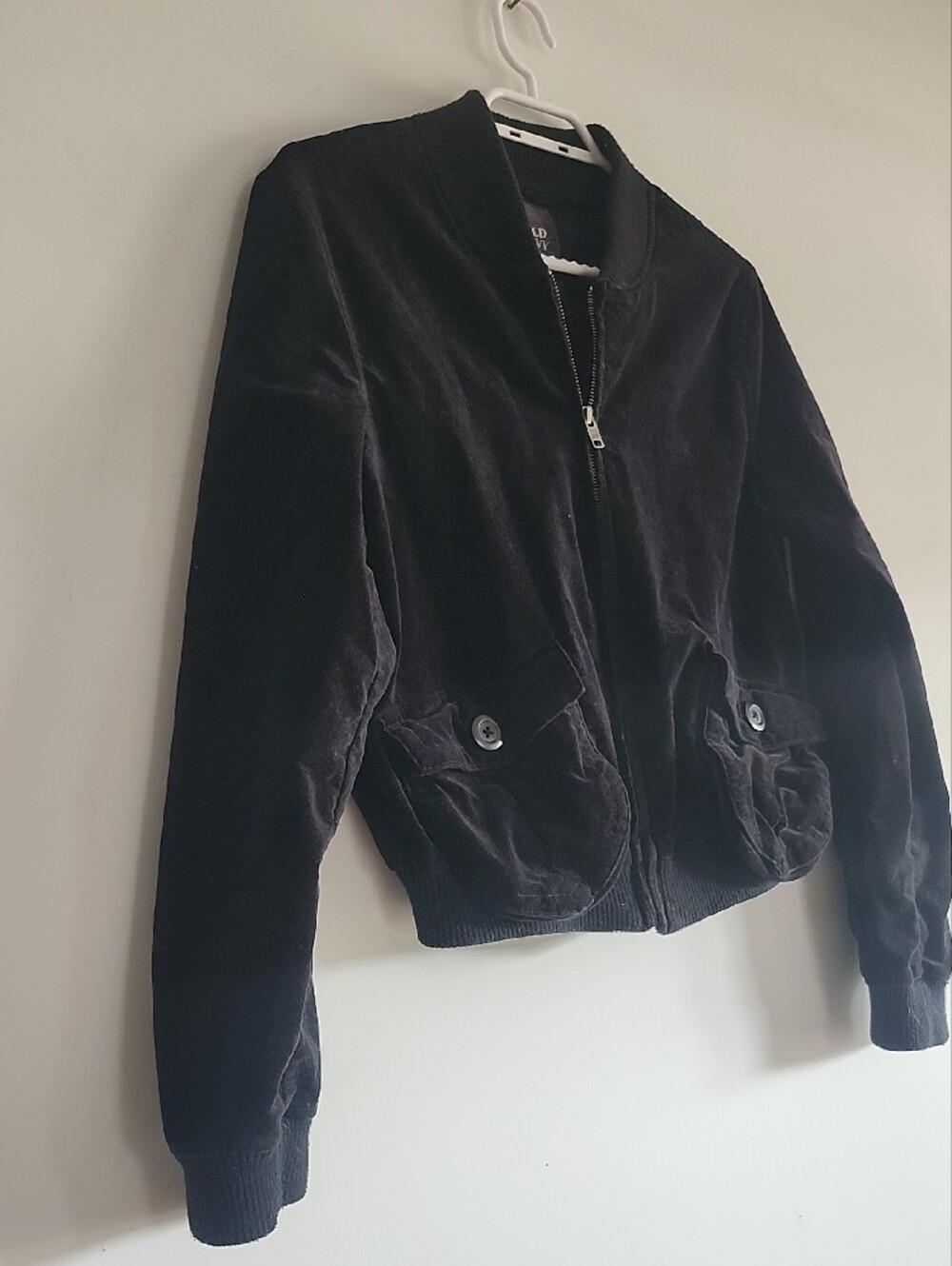 Old Navy Black Bomber Jacket | Women's Medium | 98% Cotton | Classic 🖤
